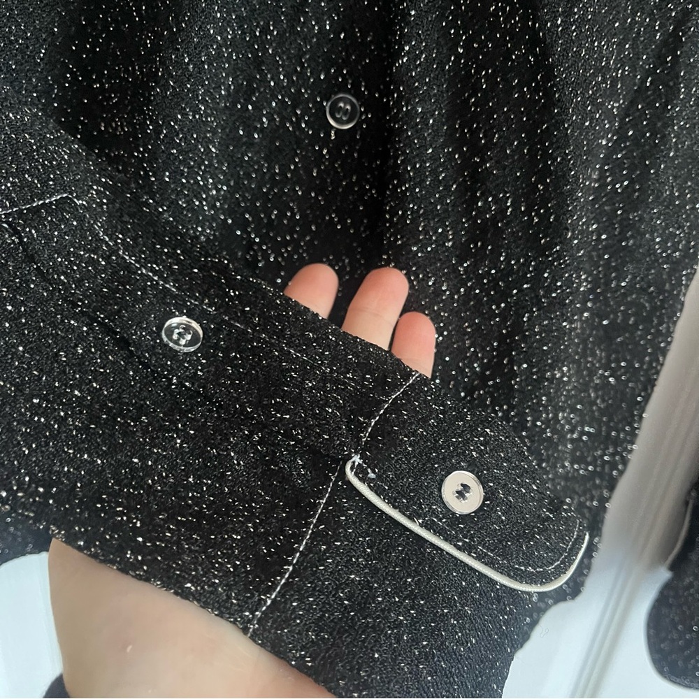 ACNE STUDIOS Gold Black Lurex Long Sleeve Button Down Blouse - Picture 5 of 8